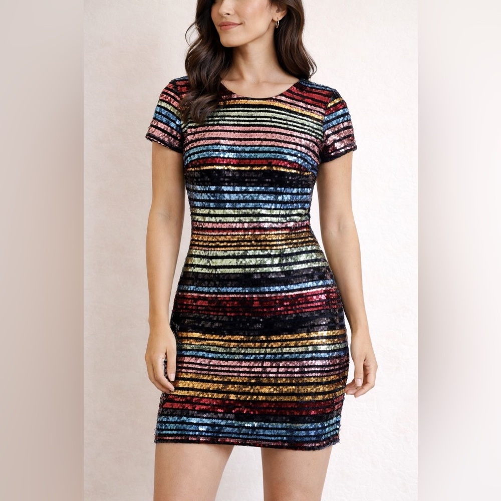 New York & Company                  Sequin Striped Midi Dress